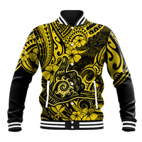 Hawaii Shaka Sign Baseball Jacket Polynesian Pattern Yellow Version - Wonder Print Shop