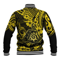 Hawaii Shaka Sign Baseball Jacket Polynesian Pattern Yellow Version - Wonder Print Shop