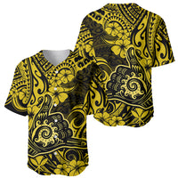 Hawaii Shaka Sign Baseball Jersey Polynesian Pattern Yellow Version - Wonder Print Shop