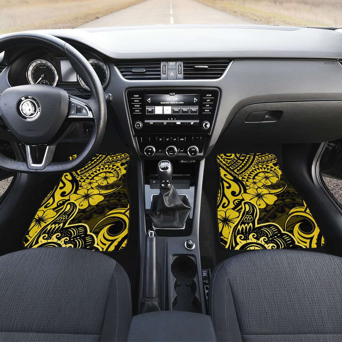 Hawaii Shaka Sign Car Mats Polynesian Pattern Yellow Version - Wonder Print Shop