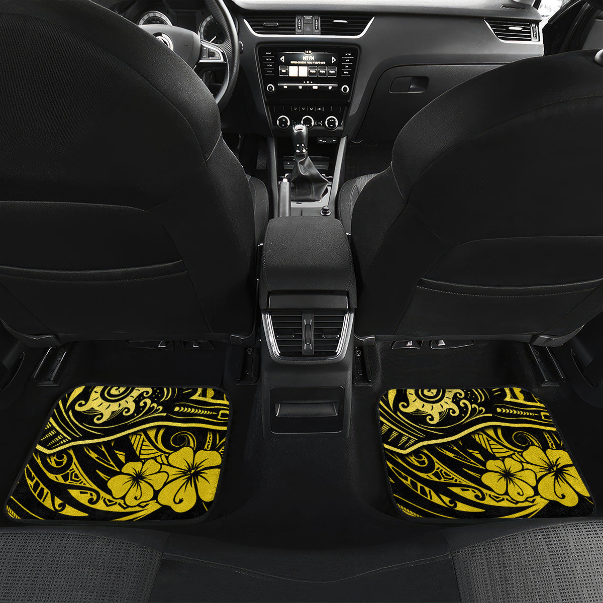 Hawaii Shaka Sign Car Mats Polynesian Pattern Yellow Version - Wonder Print Shop
