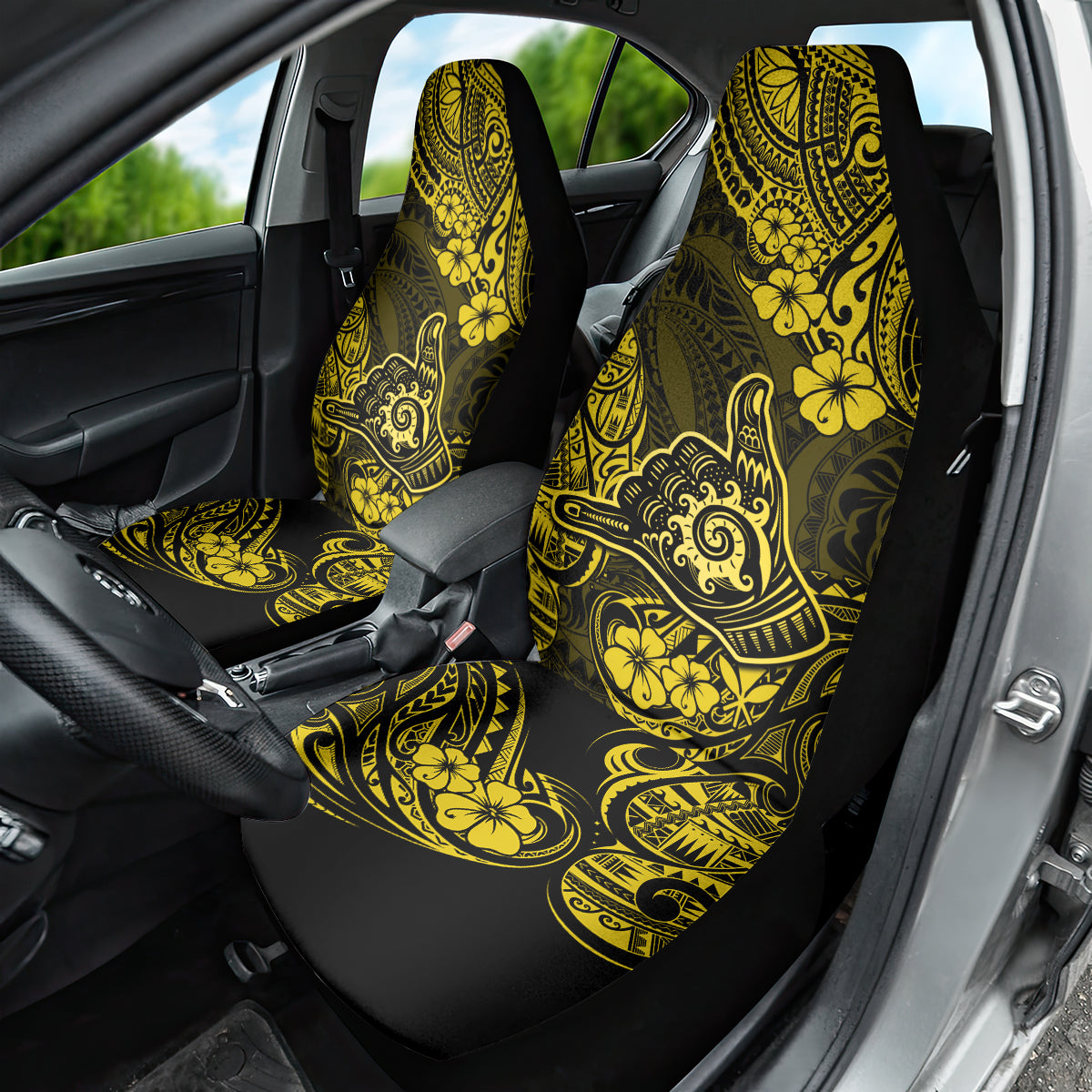 Hawaii Shaka Sign Car Seat Cover Polynesian Pattern Yellow Version - Wonder Print Shop