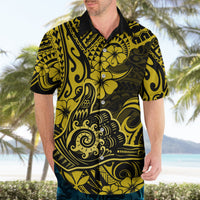 Hawaii Shaka Sign Hawaiian Shirt Polynesian Pattern Yellow Version - Wonder Print Shop