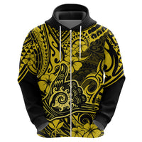 Hawaii Shaka Sign Hoodie Polynesian Pattern Yellow Version - Wonder Print Shop