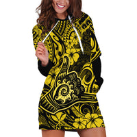 Hawaii Shaka Sign Hoodie Dress Polynesian Pattern Yellow Version - Wonder Print Shop