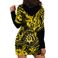 Hawaii Shaka Sign Hoodie Dress Polynesian Pattern Yellow Version - Wonder Print Shop
