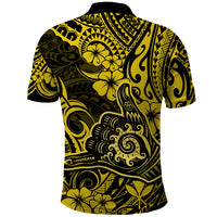 Hawaii Shaka Sign Polo Shirt Polynesian Pattern Yellow Version - Wonder Print Shop