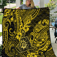Hawaii Shaka Sign Quilt Polynesian Pattern Yellow Version - Wonder Print Shop
