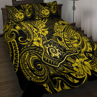 Hawaii Shaka Sign Quilt Bed Set Polynesian Pattern Yellow Version - Wonder Print Shop
