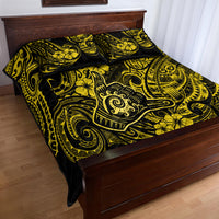 Hawaii Shaka Sign Quilt Bed Set Polynesian Pattern Yellow Version - Wonder Print Shop