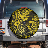 Hawaii Shaka Sign Spare Tire Cover Polynesian Pattern Yellow Version - Wonder Print Shop