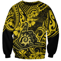 Hawaii Shaka Sign Sweatshirt Polynesian Pattern Yellow Version - Wonder Print Shop