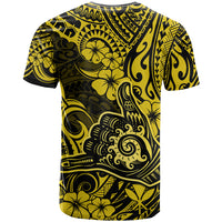 Hawaii Shaka Sign T Shirt Polynesian Pattern Yellow Version - Wonder Print Shop