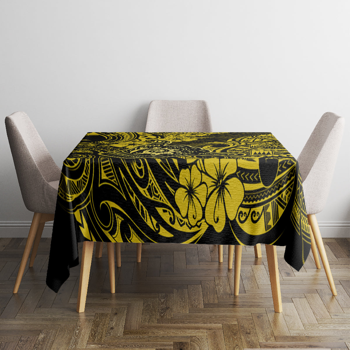 Hawaii Shaka Sign Tablecloth Polynesian Pattern Yellow Version - Wonder Print Shop