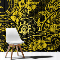 Hawaii Shaka Sign Window Curtain Polynesian Pattern Yellow Version - Wonder Print Shop