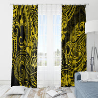 Hawaii Shaka Sign Window Curtain Polynesian Pattern Yellow Version - Wonder Print Shop