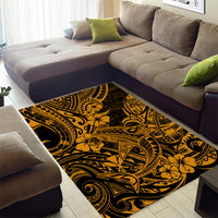 Hawaii Shark Area Rug Polynesian Pattern Gold Version - Wonder Print Shop
