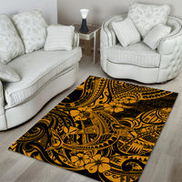 Hawaii Shark Area Rug Polynesian Pattern Gold Version - Wonder Print Shop