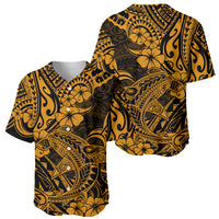 Hawaii Shark Baseball Jersey Polynesian Pattern Gold Version - Wonder Print Shop