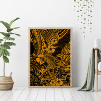 Hawaii Shark Canvas Wall Art Polynesian Pattern Gold Version - Wonder Print Shop