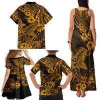 Hawaii Shark Family Matching Tank Maxi Dress and Hawaiian Shirt Polynesian Pattern Gold Version - Wonder Print Shop