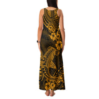 Hawaii Shark Family Matching Tank Maxi Dress and Hawaiian Shirt Polynesian Pattern Gold Version - Wonder Print Shop