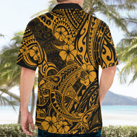 Hawaii Shark Hawaiian Shirt Polynesian Pattern Gold Version - Wonder Print Shop