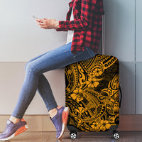 Hawaii Shark Luggage Cover Polynesian Pattern Gold Version - Wonder Print Shop