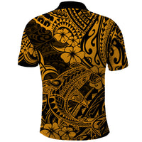 Hawaii Shark Polo Shirt Polynesian Pattern Gold Version - Wonder Print Shop