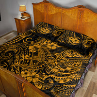 Hawaii Shark Quilt Bed Set Polynesian Pattern Gold Version - Wonder Print Shop