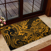 Hawaii Shark Rubber Doormat Polynesian Pattern Gold Version - Wonder Print Shop