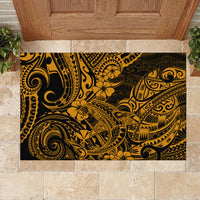 Hawaii Shark Rubber Doormat Polynesian Pattern Gold Version - Wonder Print Shop