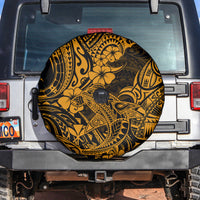 Hawaii Shark Spare Tire Cover Polynesian Pattern Gold Version - Wonder Print Shop