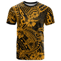 Hawaii Shark T Shirt Polynesian Pattern Gold Version - Wonder Print Shop