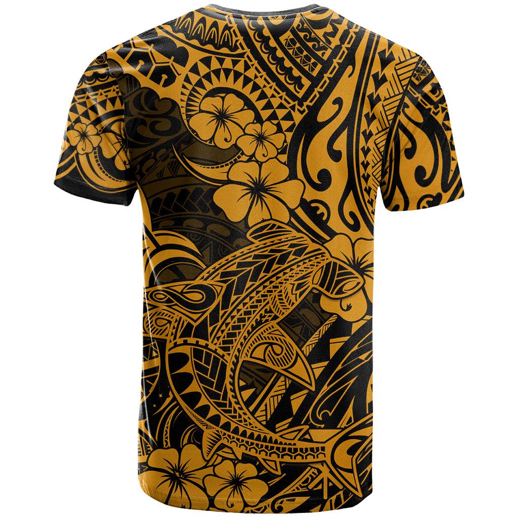 Hawaii Shark T Shirt Polynesian Pattern Gold Version - Wonder Print Shop