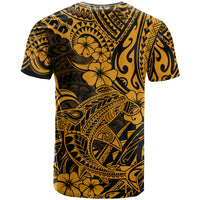 Hawaii Shark T Shirt Polynesian Pattern Gold Version - Wonder Print Shop