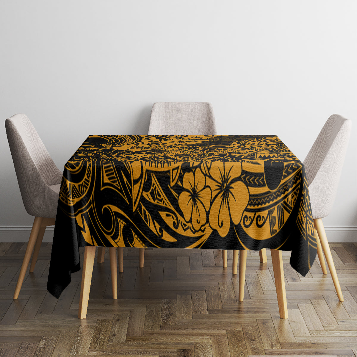 Hawaii Shark Tablecloth Polynesian Pattern Gold Version - Wonder Print Shop