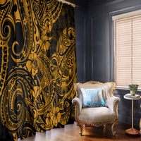 Hawaii Shark Window Curtain Polynesian Pattern Gold Version - Wonder Print Shop