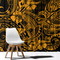Hawaii Shark Window Curtain Polynesian Pattern Gold Version - Wonder Print Shop