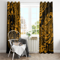 Hawaii Shark Window Curtain Polynesian Pattern Gold Version - Wonder Print Shop