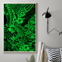 Hawaii Shark Canvas Wall Art Polynesian Pattern Green Version - Wonder Print Shop