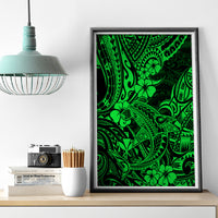 Hawaii Shark Canvas Wall Art Polynesian Pattern Green Version - Wonder Print Shop