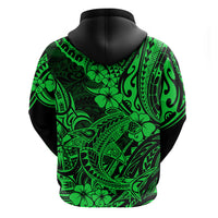 Hawaii Shark Hoodie Polynesian Pattern Green Version - Wonder Print Shop