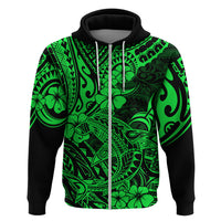 Hawaii Shark Hoodie Polynesian Pattern Green Version - Wonder Print Shop