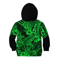 Hawaii Shark Kid Hoodie Polynesian Pattern Green Version - Wonder Print Shop