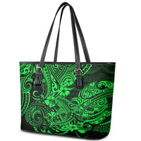 Hawaii Shark Leather Tote Bag Polynesian Pattern Green Version - Wonder Print Shop