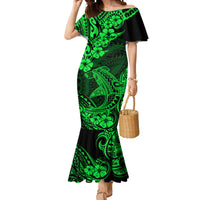 Hawaii Shark Mermaid Dress Polynesian Pattern Green Version - Wonder Print Shop