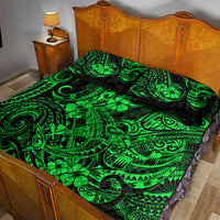 Hawaii Shark Quilt Bed Set Polynesian Pattern Green Version - Wonder Print Shop