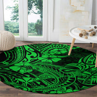 hawaii-shark-round-carpet-polynesian-pattern-green-version