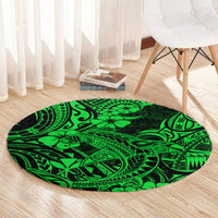 hawaii-shark-round-carpet-polynesian-pattern-green-version